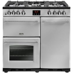 Belling Farmhouse 90DFT 90cm Dual Fuel Range Cooker in Silver 444444122